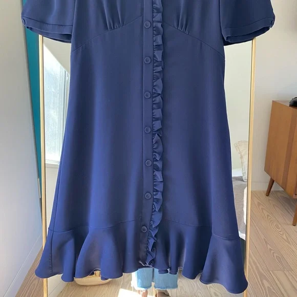 Shoshana Navy Ruffle Spiaggia Dress